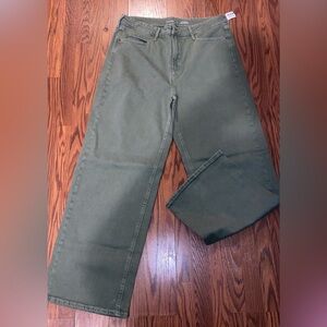Women's Sky High Wide Leg Jeans in Olive Green